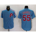 Philadelphia Phillies #55 Ranger Su¨¢rez Blue FEDASGOGE Cool Base Stitched Jersey