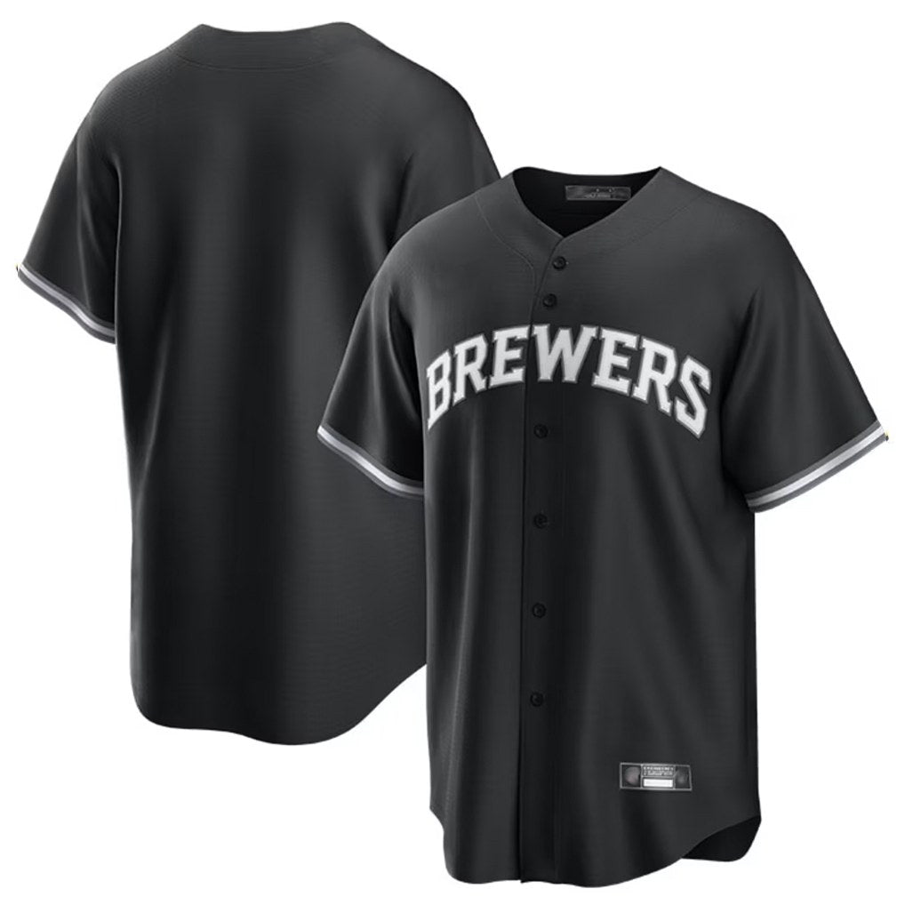 Milwaukee Brewers Blank Player Black FEDASGOGE Game Home Stitched Jerseys
