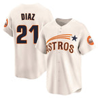 Houston Astros #21 Yainer Diaz Player Cream FEDASGOGE Throwback Cooperstown Collection Limited Stitched Jerseys