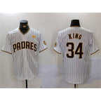 San Diego Padres #34 Michael King White FEDASGOGE With PS Patch Cool Base Stitched Jersey