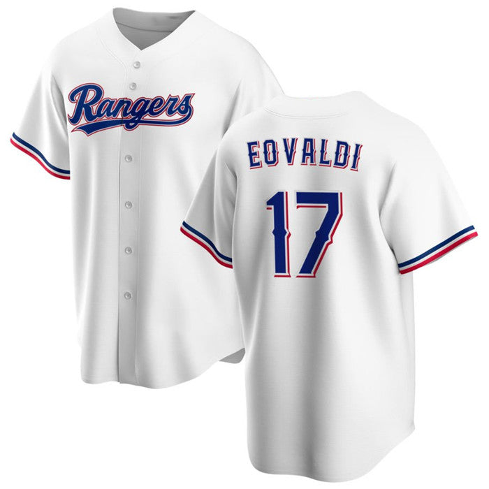 Texas Rangers #17 Nathan Eovaldi White FEDASGOGE Cool Base Stitched Jersey