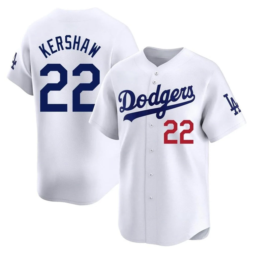 Los Angeles Dodgers #22 Clayton Kershaw Player White FEDASGOGE Limited Home Stitched Jerseys
