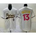 San Diego Padres #13 Manny Machado White FEDASGOGE Pinstripe 2023 City Connect Cool Base Stitched Jersey