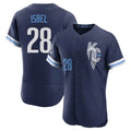 Kansas City Royals #28 Kyle Isbel Player Navy FEDASGOGE City Connect Limited Elite Home Stitched Jerseys