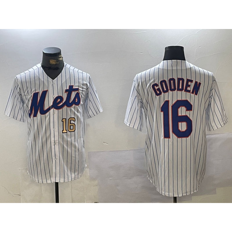 New York Mets #16 Dwight Gooden White FEDASGOGE Cool Base Stitched Jerseys