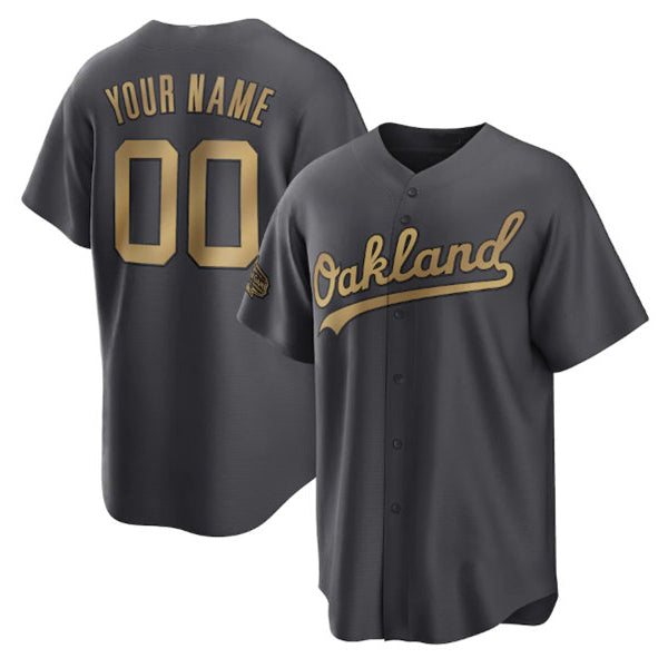 Custom Oakland Athletics Active Player Charcoal FEDASGOGE 2022 All-Star Cool Base Stitched Jersey