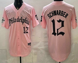 Philadelphia Phillies #12 Kyle Schwarber Pink FEDASGOGE Gothic Vapor Limited Stitched Jersey