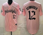 Philadelphia Phillies #12 Kyle Schwarber Pink FEDASGOGE Gothic Vapor Limited Stitched Jersey