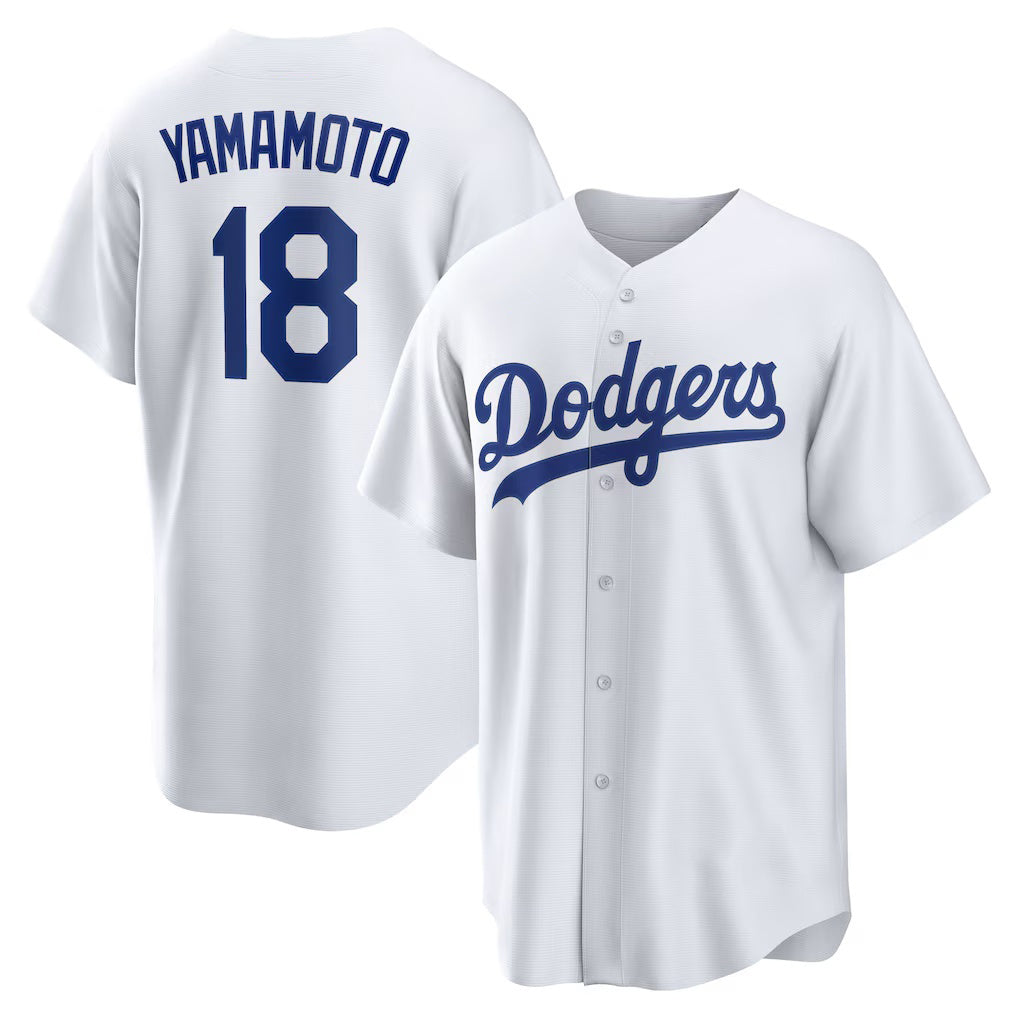 Los Angeles Dodgers #18 Yoshinobu Yamamoto White FEDASGOGE Home Replica Player Jersey