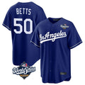 Los Angeles Dodgers #50 Mookie Betts Player Royal FEDASGOGE World Series Game Stitched Jerseys