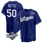 Los Angeles Dodgers #50 Mookie Betts Player Royal FEDASGOGE World Series Game Stitched Jerseys