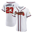 Atlanta Braves #23 Michael Harris II Player White Gold FEDASGOGE Limited Elite Home Game Stitched Jerseys