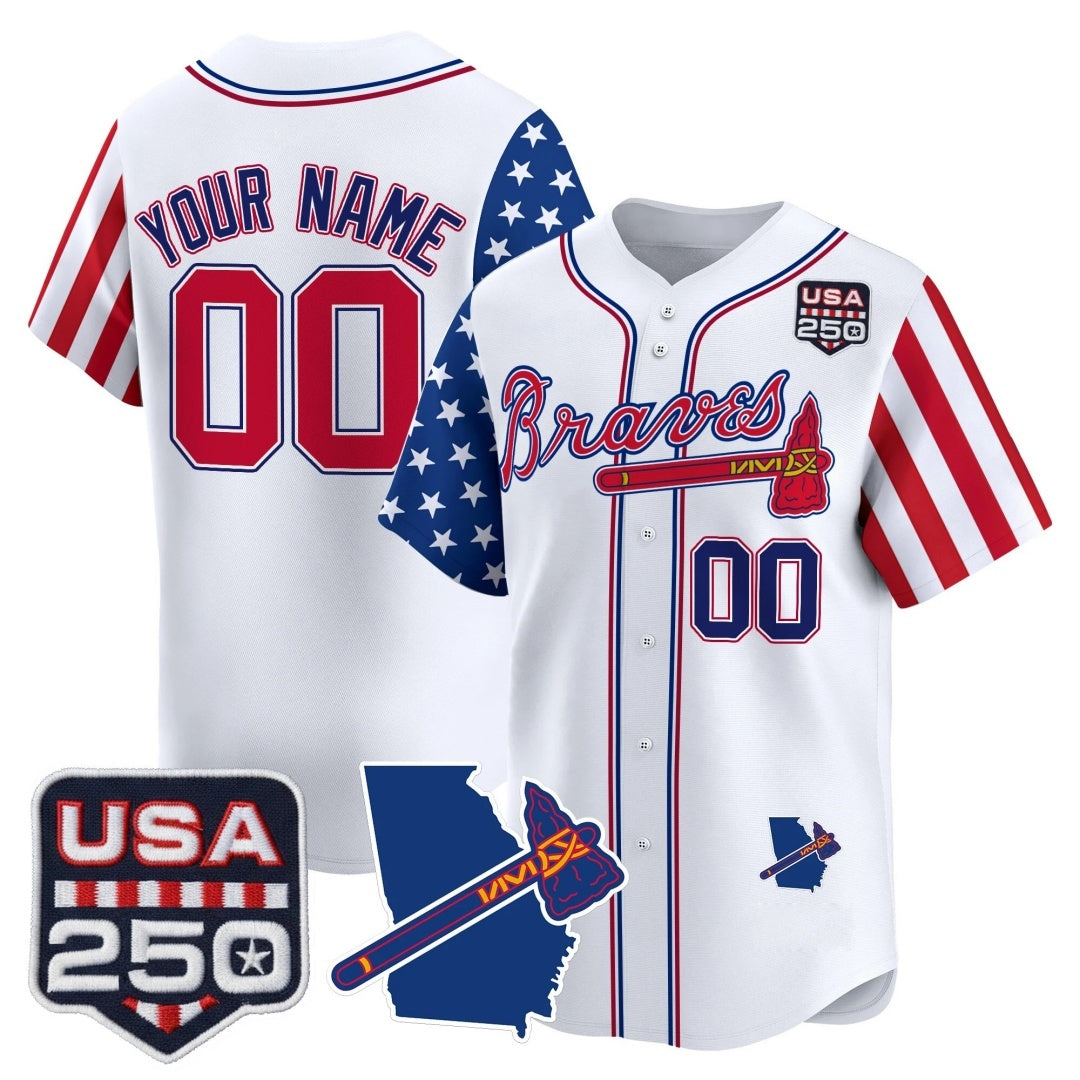 Custom Atlanta Braves America 250 Edition Vapor Premier Limited White FEDASGOGE Stitched Jerseys