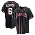 Los Angeles Angels #6 Anthony Rendon Player Black FEDASGOGE Fashion Out Home Game Stitched Jerseys