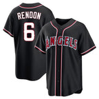 Los Angeles Angels #6 Anthony Rendon Player Black FEDASGOGE Fashion Out Home Game Stitched Jerseys