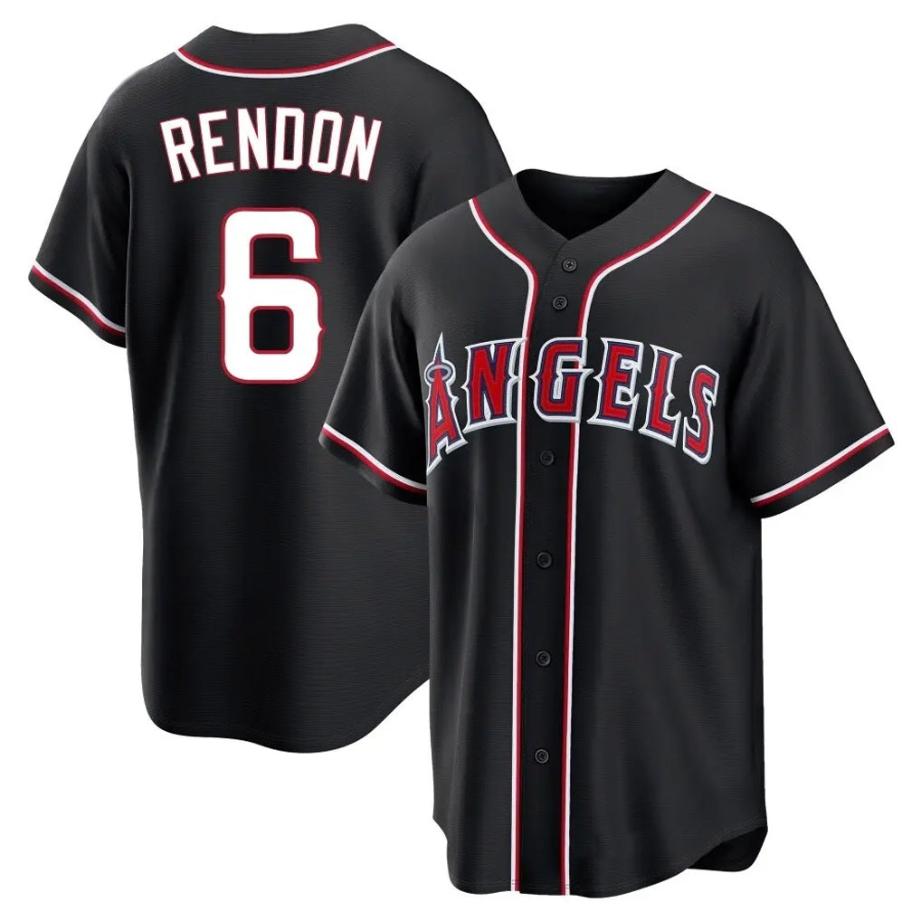 Los Angeles Angels #6 Anthony Rendon Player Black FEDASGOGE Fashion Out Home Game Stitched Jerseys