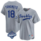 Los Angeles Dodgers #18 Yoshinobu Yamamoto Player Gray FEDASGOGE World Series Meet Game Limited Home Stitched Jerseys