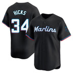 Miami Marlins #34 Liam Hicks Player Black FEDASGOGE Home Limited Stitched Jerseys
