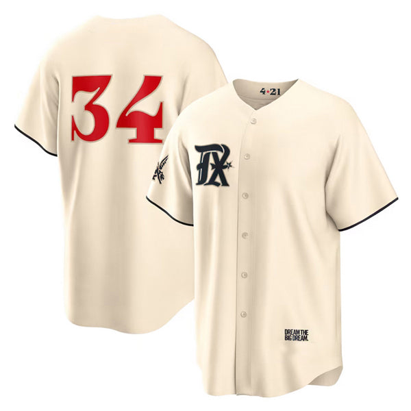 Texas Rangers #34 Nolan Ryan Cream FEDASGOGE 2023 City Connect Cool Base Stitched Jersey