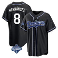 Los Angeles Dodgers #8 Enrique Hern¨¢ndez Player Black FEDASGOGE World Series Meet Carbon Limited Home Stitched Jerseys