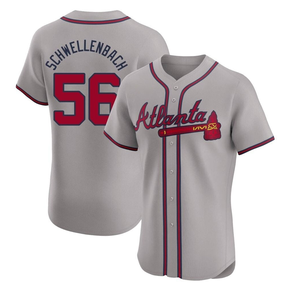 Atlanta Braves #56 Spencer Schwellenbach Player Gray FEDASGOGE Limited Elite Home Game Stitched Jerseys