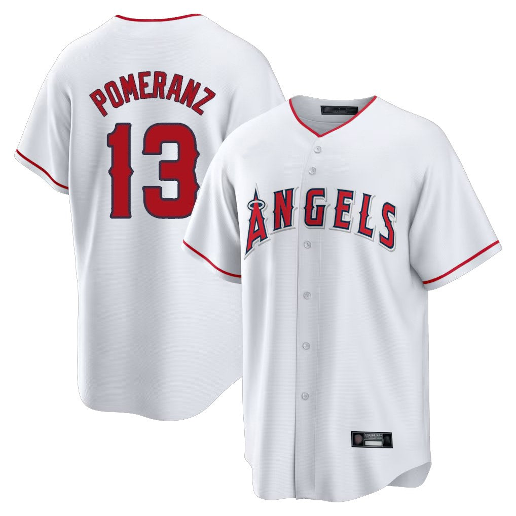 Los Angeles Angels #13 Drew Pomeranz Player White FEDASGOGE Home Game Stitched Jerseys