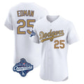 Los Angeles Dodgers #25 Tommy Edman Player White Gold FEDASGOGE World Series Meet Limited Elite Home Stitched Jerseys