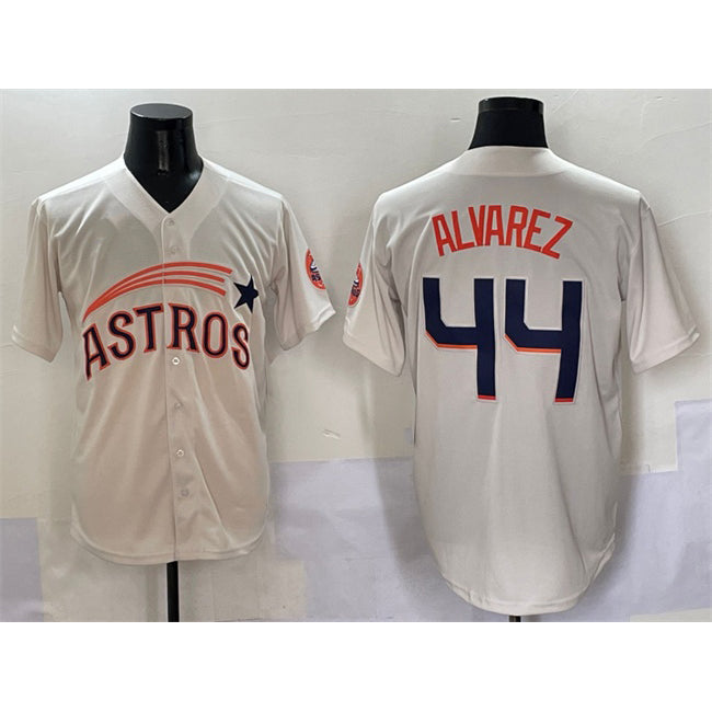 Houston Astros #44 Yordan Alvarez Cream FEDASGOGE Throwback Cooperstown Collection Limited Stitched Jersey