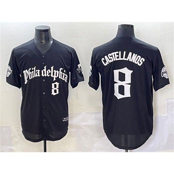 Philadelphia Phillies #8 Nick Castellanos Black FEDASGOGE Gothic Vapor Limited Stitched Jersey