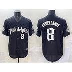 Philadelphia Phillies #8 Nick Castellanos Black FEDASGOGE Gothic Vapor Limited Stitched Jersey