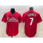 Philadelphia Phillies #7 Trea Turner Red FEDASGOGE Cool Base Stitched Jersey