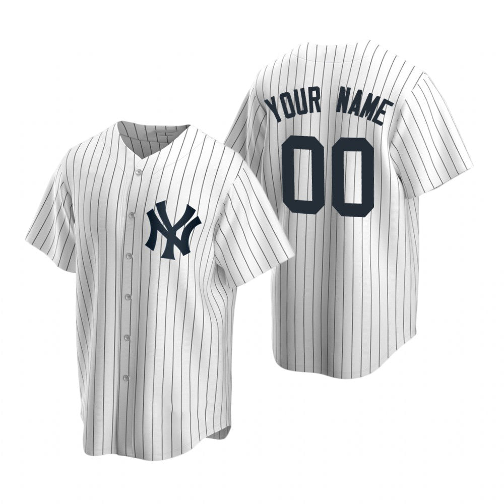 Custom New York Yankees White FEDASGOGE Stitched Cool Base Home Jersey