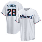 Miami Marlins #28 Kyle Stowers White FEDASGOGE Home Replica Jersey