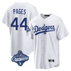 Los Angeles Dodgers #44 Andy Pages Player White FEDASGOGE World Series Meet Game Home Stitched Jerseys