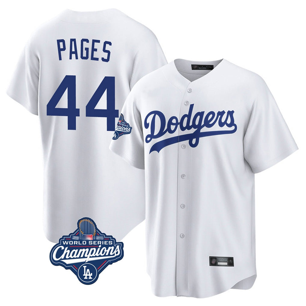 Los Angeles Dodgers #44 Andy Pages Player White FEDASGOGE World Series Meet Game Home Stitched Jerseys