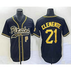 Pittsburgh Pirates #21 Roberto Clemente Number Black FEDASGOGE Cool Base Stitched Jersey 1