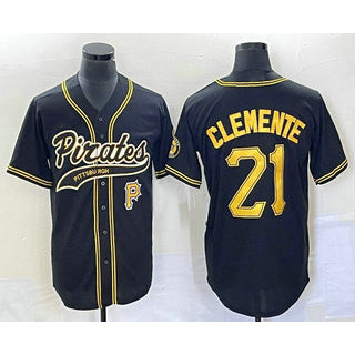 Pittsburgh Pirates #21 Roberto Clemente Number Black FEDASGOGE Cool Base Stitched Jersey 1