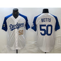 Los Angeles Dodgers #50 Mookie Betts Number White Blue FEDASGOGE Fashion Stitched Cool Base Limited Jersey 3
