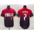 Philadelphia Phillies #7 Trea Turner Red FEDASGOGE 2024 City Player Number Cool Base Jerseys