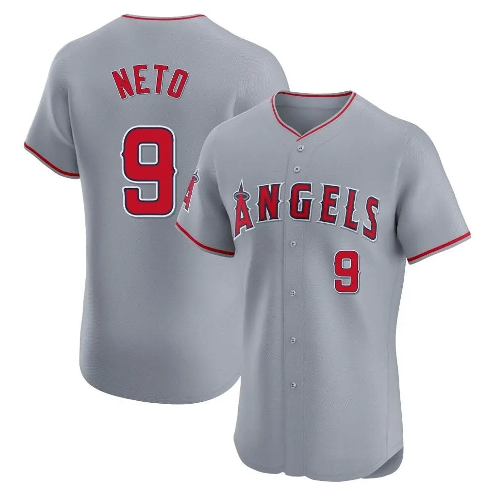Los Angeles Angels #9 Zach Neto Player Gray FEDASGOGE Home Limited Elite Stitched Jerseys