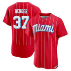Miami Marlins #37 Anthony Bender Player Red FEDASGOGE City Connect Home Limited Elite Stitched Jerseys