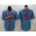 St. Louis Cardinals #5 Albert Pujols Light Blue FEDASGOGE Stitched Cool Base Jersey
