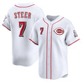 Cincinnati Reds #7 Spencer Steer White FEDASGOGE Home Limited Player Jersey