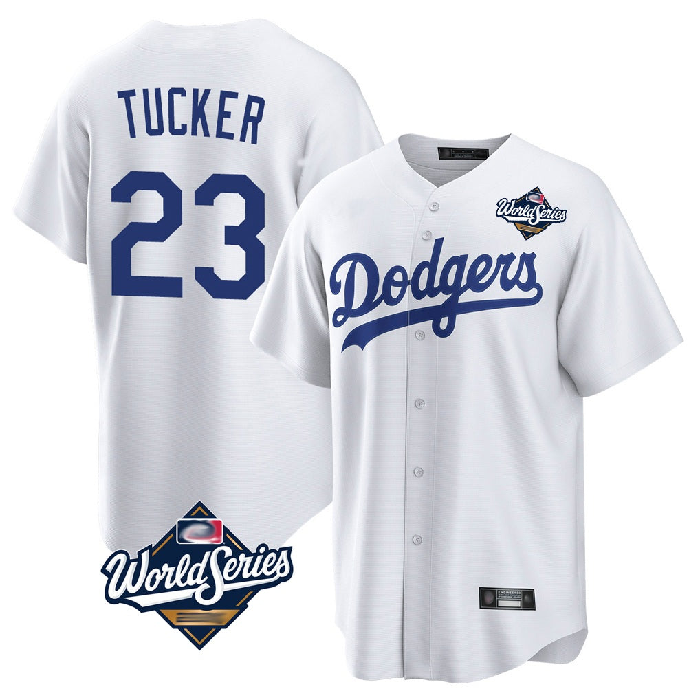 Los Angeles Dodgers #23 Kyle Tucker Player White FEDASGOGE World Series Game Home Stitched Jerseys