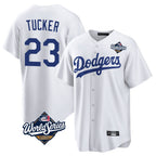 Los Angeles Dodgers #23 Kyle Tucker Player White FEDASGOGE World Series Game Home Stitched Jerseys