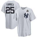 New York Yankees #25 Gleyber Torres White FEDASGOGE 2024 World Series With Name Cool Base Stitched Jersey