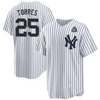 New York Yankees #25 Gleyber Torres White FEDASGOGE 2024 World Series With Name Cool Base Stitched Jersey