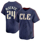 Cleveland Guardians #24 Triston McKenzie Player Navy FEDASGOGE City Connect Limited Home Stitched Jerseys