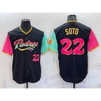 San Diego Padres #22 Juan Soto Number Black FEDASGOGE 2022 City Connect Cool Base Stitched Jersey