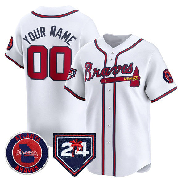 Custom Atlanta Braves White FEDASGOGE 2024 Spring Training Patch Limited Stitched Jersey